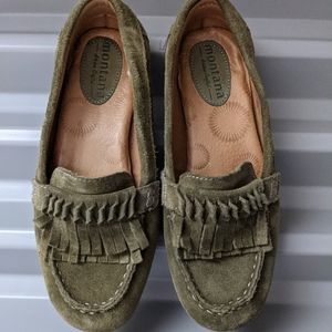 Montana Green Suede Fringed Loafers